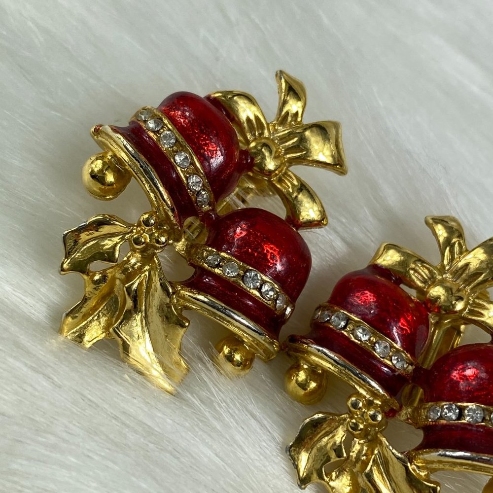 Vintage Christmas Jingle Bell Clip-on Earrings - Picture 3 of 9